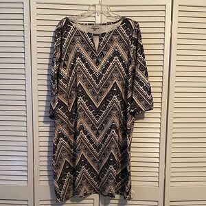 Avenue Black and White Geometric Dress